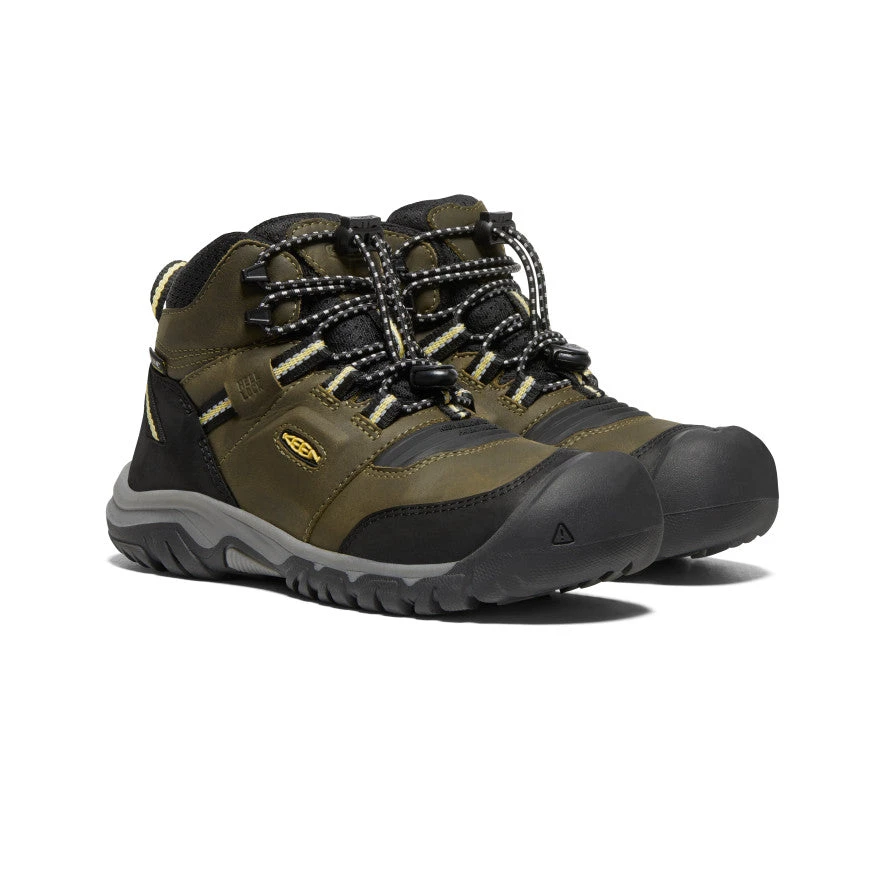 Keen Big Kids' Ridge Flex Waterproof Boot | Dark Olive/Dusky Citron 2 Keen Big Kids' Ridge Flex Waterproof Boot | Dark Olive/Dusky Citron - Image 2