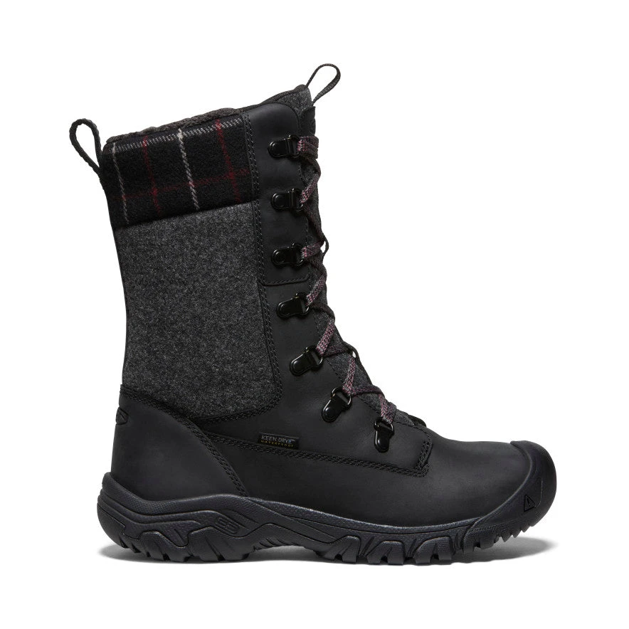 Keen Women's Greta Tall Waterproof Boot | Black/Black Plaid 1 Keen Women's Greta Tall Waterproof Boot | Black/Black Plaid